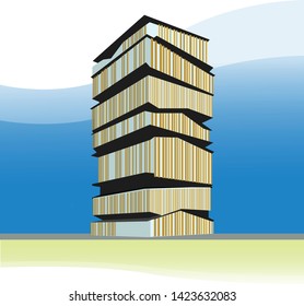 high rise building architecture, 7 storey for commercial japan building