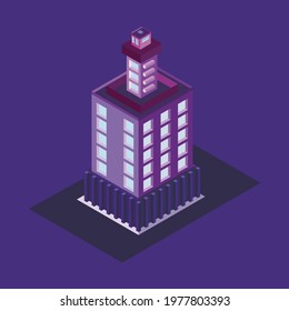High Rise Building Isometric Vector Illustration