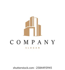 High rise building logo design with real estate apartment construction concept simple template illustration