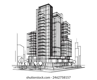 High rise building sketch. Architecture