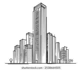 High rise building sketch, architecture