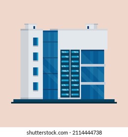 High rise building. Urban buildings graphic. Vector colorful illustration.