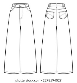 Premium Vector  Baggy pants pants flat drawing fashion flat sketches