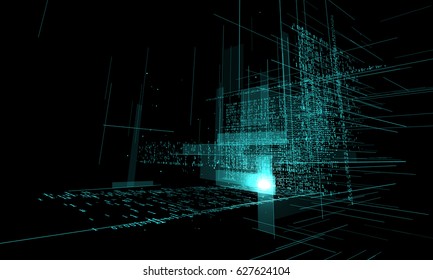 A high - rise graphic design consisting of binary numbers.