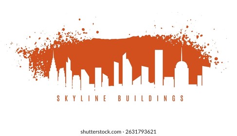 silhueta de construção de paisagem urbana de alto escalão com vetor de efeito grungy