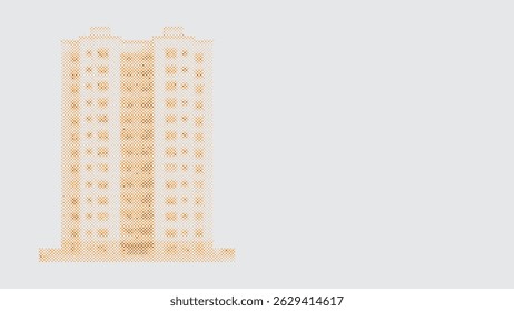 Um arranha-céu alto edifício para o conceito de arquitetura de negócios em padrão de pontos de meio-tom