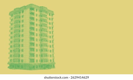 A high rise skyscraper building for business architecture concept in halftone dots pattern