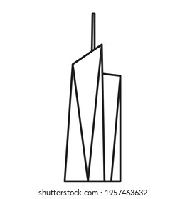 High rise skyscraper building simplicity outline style. Vector illustration
