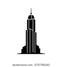 High rise skyscraper icon building silhouette vector illustration isolated