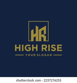 High Rise Text Logo, building or skyscraper Design Template