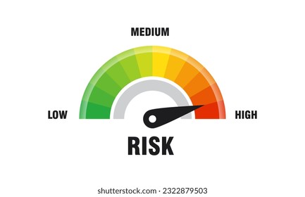 Concepto de alto riesgo en la ilustración vectorial del velocímetro, icono del velocímetro. Vector de elemento de medidor infográfico colorido