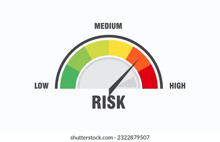 Concepto de alto riesgo en la ilustración vectorial del velocímetro, icono del velocímetro. Vector de elemento de medidor infográfico colorido