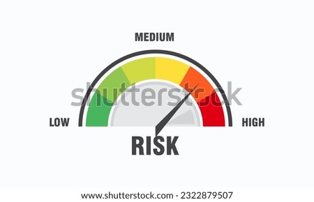High risk concept on speedometer vector illustration, Speedometer icon. Colorful infographic gauge element vector