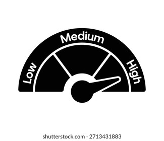 Icono de indicador de alto riesgo - medidor semicircular con aguja - Imagen de stock vectorial de alta calidad