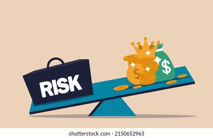 High Risk Invest And Return ROI Benefit. Low Market Money And Reward Opportunity Tolerance Appetite Vector Illustration Concept. Cost Balance And Financial Decision Cube. Management Strategy Saving