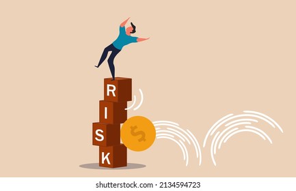 High risk investment and downside money effect. Debt finance and fluctuation market price fraud vector illustration concept. Safety and return uncertainty invest. Security volatility and probability