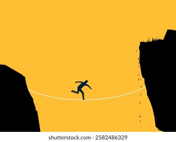 High Risk, Man Walking on a Single Rope