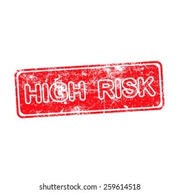 high risk red grunge rubber stamp vector illustration.