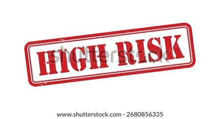 High Risk red rubber stamp. High Risk Grunge design with dust scratches.
High Risk sign, logo, badge, icon, sticker, label, emblem, stamp, symbol isolated illustration.