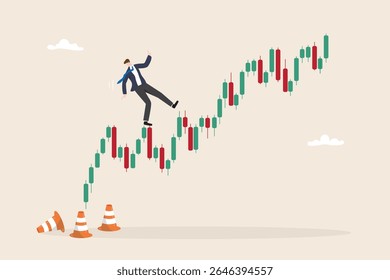 Conceito de alto risco e alto retorno. Investimento em gestão de dinheiro. Volatilidade no mercado de ações ou criptomoedas. Empresário negociação com gráfico de crescimento vetor plana ilustração.