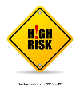 High risk yellow vector sign, isolated on transparent background