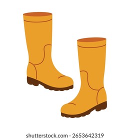 High rubber boots. Hand-drawn. Flat vector illustration isolated on a white background.