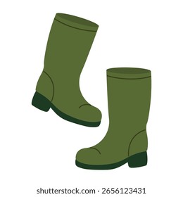 Hohe Gummistiefel. Handgezeichnet. Flache Vektorgrafik einzeln auf weißem Hintergrund.
