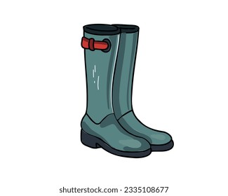 High rubber boots, vector illustration