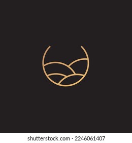 Arena alta, desierto, diseño de logotipo. Ilustración vectorial de la onda abstracta con la vista lunar.logo diseño de línea vectorial plantilla de icono