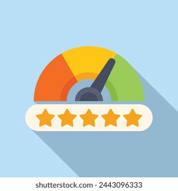 High satisfaction level icon flat vector. Online survey. Grin emoticon game