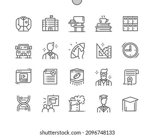 High school. American football. High school graduation. Lesson time. School jacket. Pixel Perfect Vector Thin Line Icons. Simple Minimal Pictogram