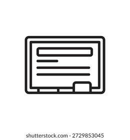 High School Blackboard Outline Icon Vector Illustration