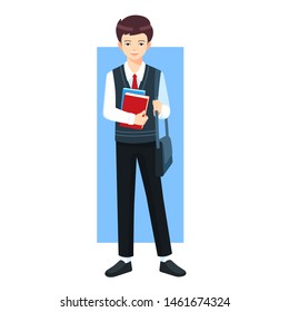 High school boy character vector illustration