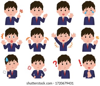 
High school boy's 
Facial expression illustration set