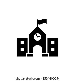 high school building in black flat design on white background