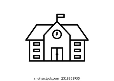 Icono de construcción de secundaria. Estilo de icono de línea. Diseño de vector simple editable