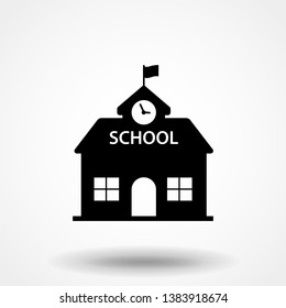 High school building icon vector, filled flat sign, solid pictogram isolated on white. Symbol, logo illustration.