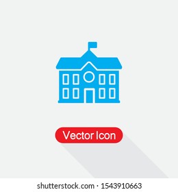 High School Building Icon Vector Illustration Isolated On Light Gray Background Eps10