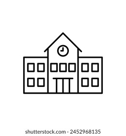 Icono de la Ilustración vectorial del edificio de secundaria. Casa de la escuela en un fondo aislado. Concepto de signo de Educación