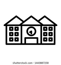 High school building line icon, outline vector sign, linear style pictogram isolated on white. Symbol, logo illustration. Editable stroke