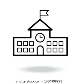 High school building line icon