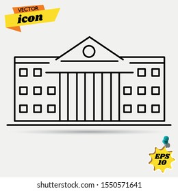 High school building line icon, outline vector sign, linear style pictogram isolated on white. Symbol, logo illustration. Editable stroke. Pixel perfect vector graphics. Trendy Flat style for graphic 
