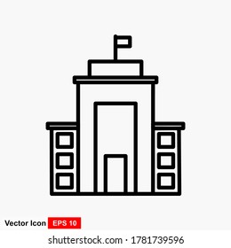 High school building line icon, outline vector sign, linear style pictogram isolated on white. Symbol or logo illustration. Editable stroke. Pixel perfect vector graphics