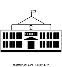 High school building line icon, outline vector sign, linear style pictogram isolated on white. Symbol, logo illustration. Editable stroke. Pixel perfect vector graphics