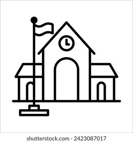 High school building line icon, outline vector sign, linear style pictogram isolated on white. Symbol, logo illustration. Editable stroke. Pixel perfect vector graphics
