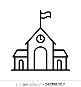 High school building line icon, outline vector sign, linear style pictogram isolated on white. Symbol, logo illustration. Editable stroke. Pixel perfect vector graphics