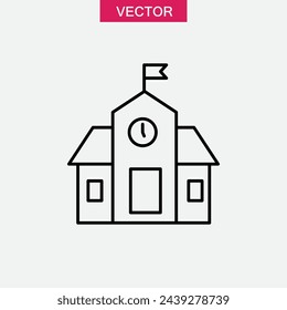 High school building line icon, outline vector flat trendy style illustration on white background..eps