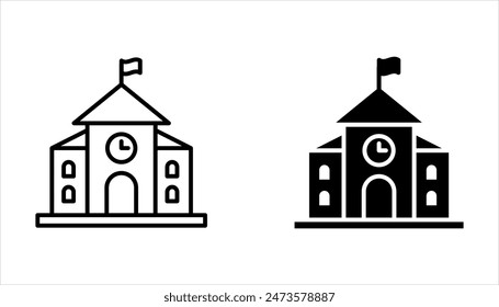 High School Baulinie Icon Set, Umriss Vektorgrafik Zeichen, Linear Stil Piktogramm isoliert auf weißem Hintergrund.