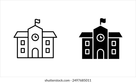 High school building line icon set, vector illustration on white background