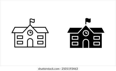 High school building line icon set, vector illustration on white background